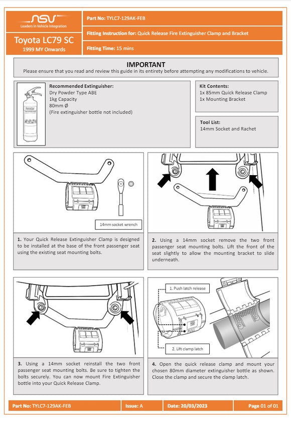 LC79 SC Extinguisher Bracket