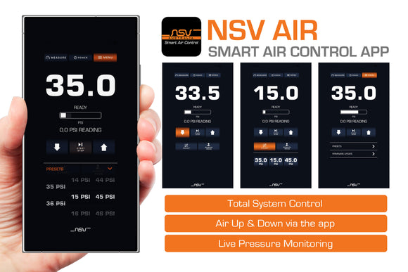 NSV Smart Air Control Bluetooth app for Toyota Prado J250 onboard air compressor — iOS and Android